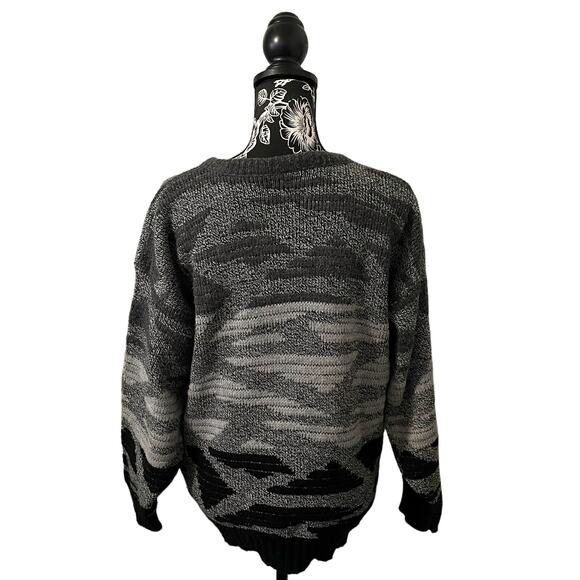 Vintage Van Cort Crewneck Sweater Gray Knit Geometric Retro Funky USA Size Large - Picture 7 of 8